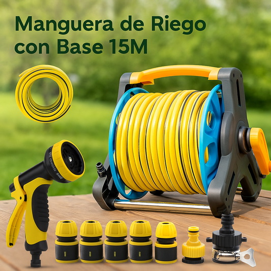 Manguera de Riego con Base de Jardín 15M